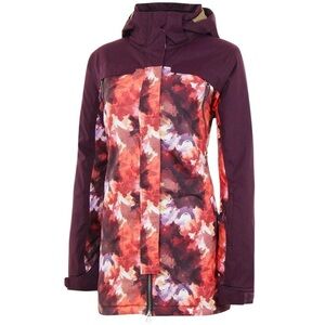 Women’s Plum Patterned Liquid Freerider Davos Insulated Snowboard Jacket Size M
